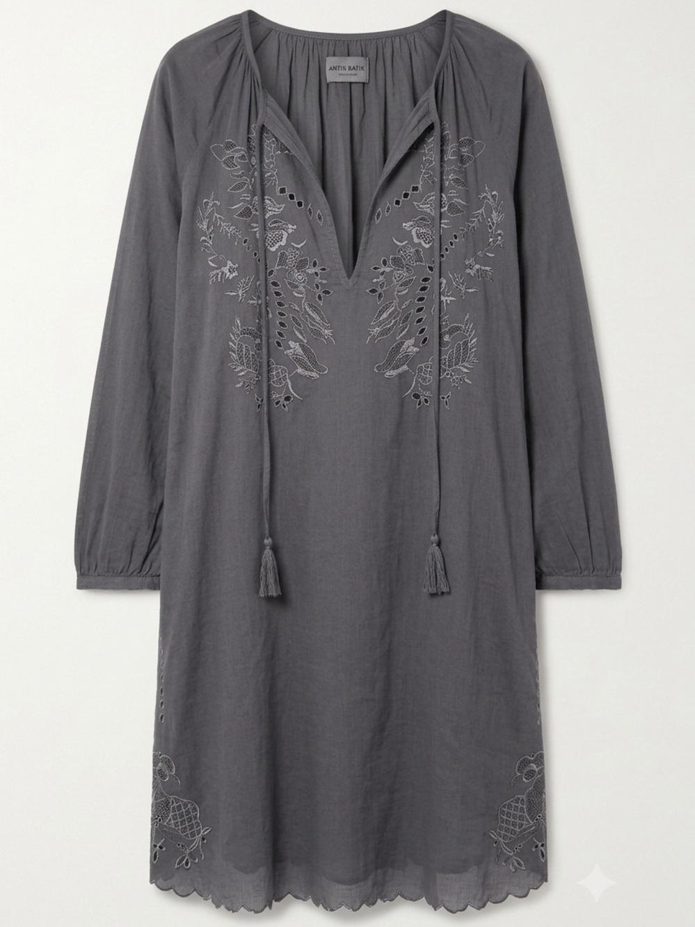 Zadig & Voltaire Grey Embroidered V-Neck Tunic